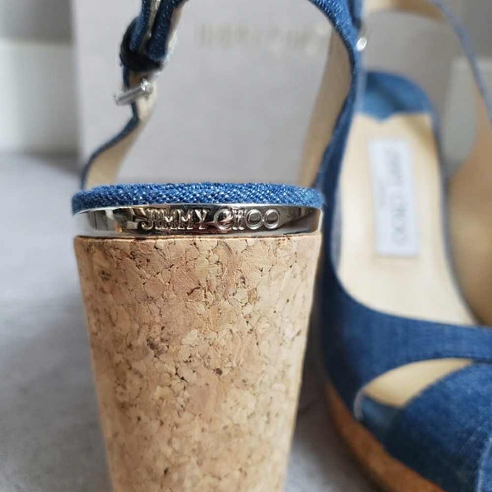 Jimmy Choo Denim Amery 105 Sz 38 - Picture 8 of 12